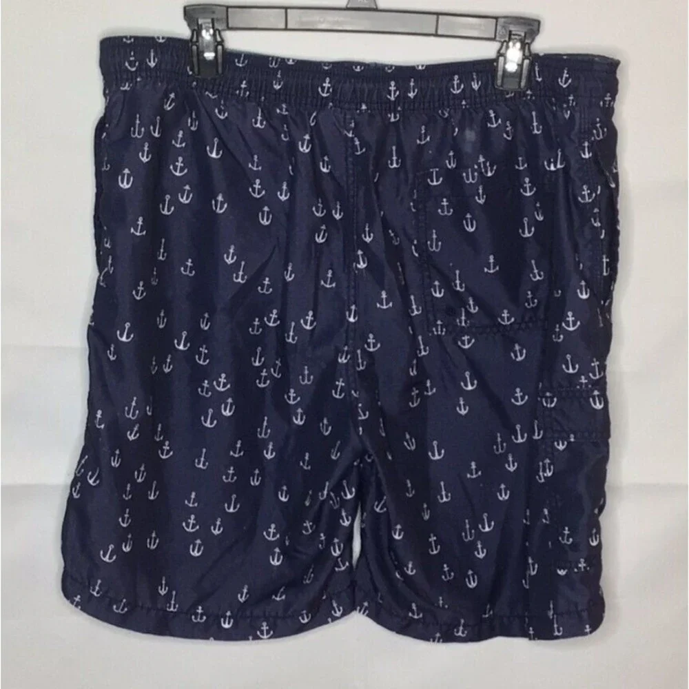 Goodfellow & Co Mens Navy Blue Anchor‎ Print Swim Trunks Board Shorts Large L